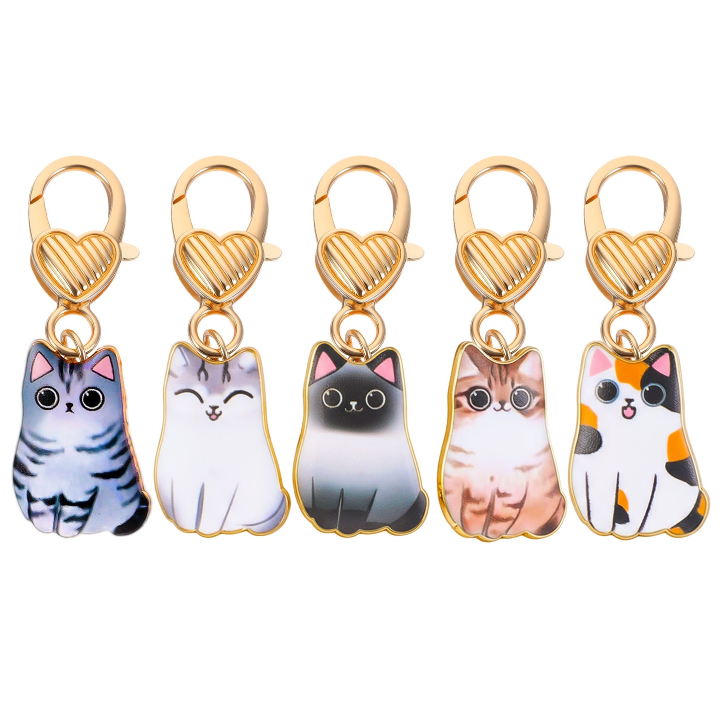 Ymapinc 5pcs Cute Cat Keychain, Bag Charm Kawaii Pendant Handbag Wallet Charm Black Cat Keychain Metal Backpack Key Chain for Women Girls