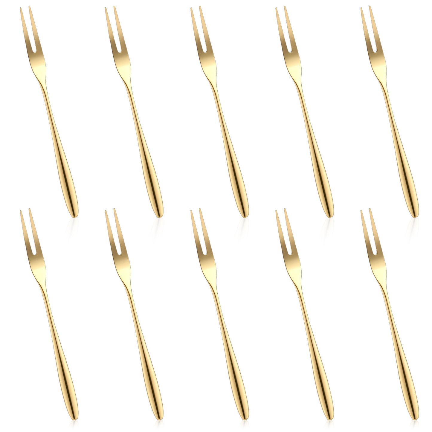 10pcs Gold Mini Forks for Appetizers, Crab Stainless Steel Forks