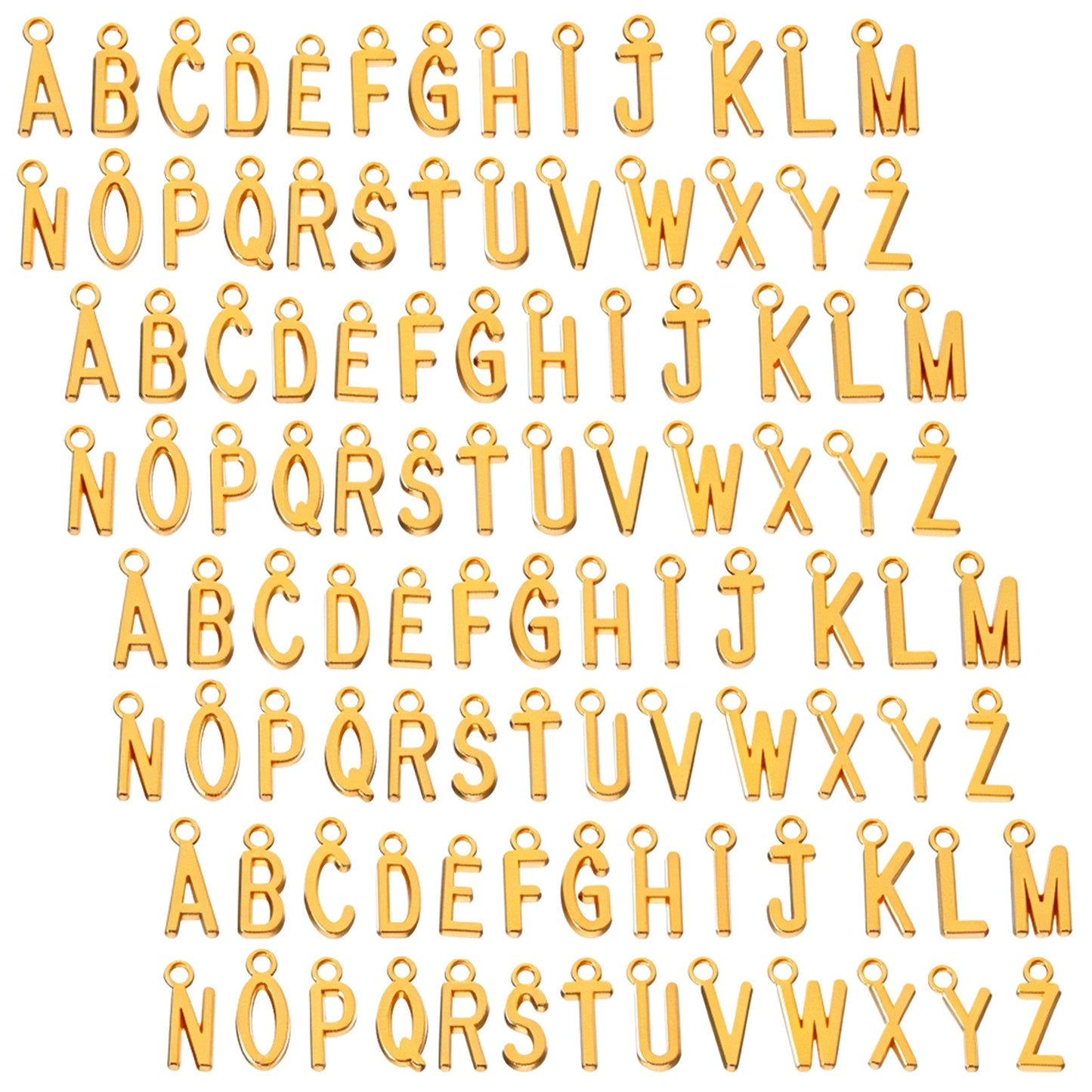 104 Pcs Gold Letter Charms for Jewelry Making Gold Alloy Metal Spacer Beads Capital A-Z Alphabet Initial Charms for DIY Craft Bracelet Wristbands Necklace Choker Keychain Jewelry Making Finding Gifts