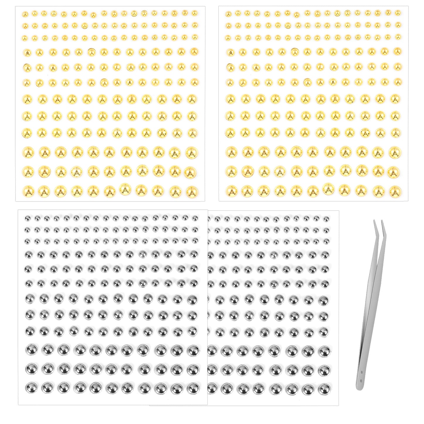 Shimmeroo 660pc Gold Silver Face Gems, Fake Piercing Stickers with Tweezers