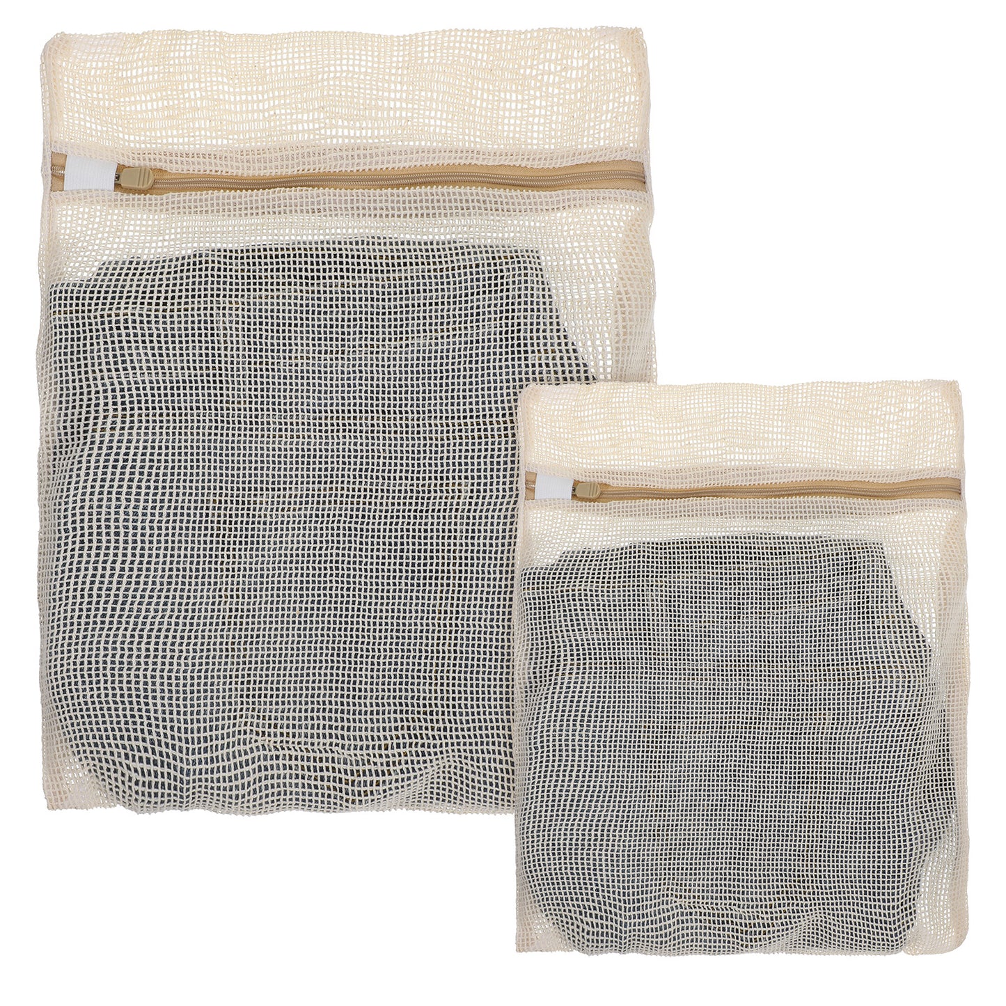 2PCS Cotton Mesh Laundry Bags for Delicates, Breathable Laundry Mesh Wash Bags with Zipper for Lingerie, Clothes, Pants, Underwear, Bra, Socks 15.75×11.81in and 7.87×11.81in