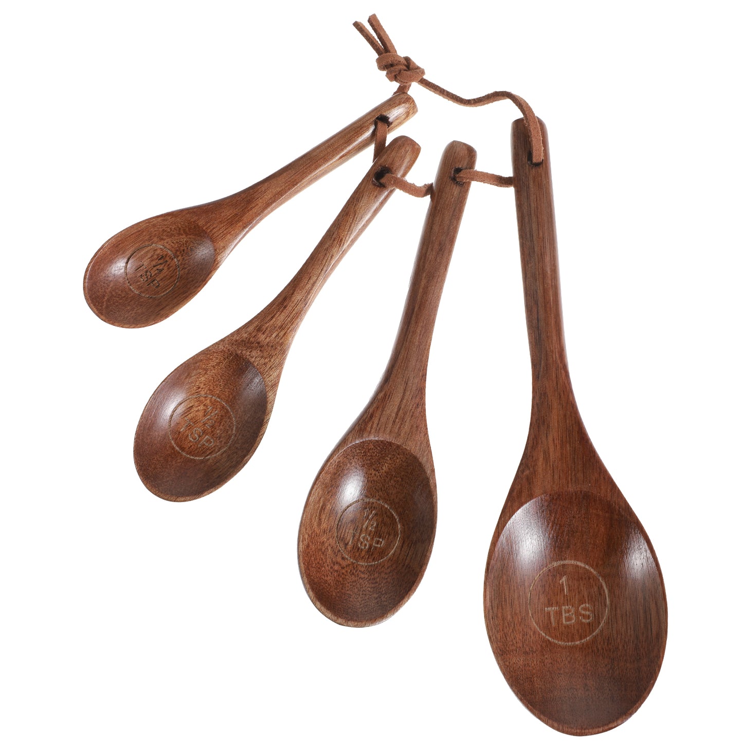 Nogeqi 4PCS Wooden Measuring Spoons Set, Natural Acacia Wooden Table Spoons Measuring Spoon Tablespoon Scoop Teaspoon Scoop for Measure Dry Ingredients, Includes 1/4, 1/2, 1 TSP and 1 Tbsp