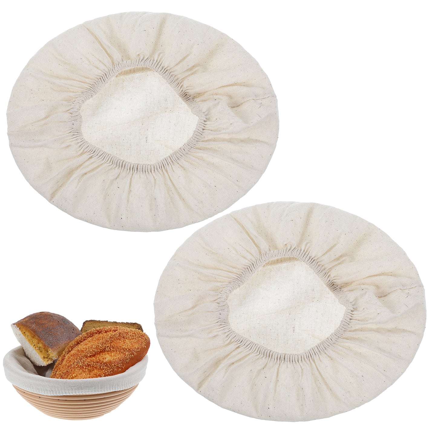 Ymapinc 2Pcs Bread Proofing Basket Cloth Liner Baking Dough Basket Cover Oval Banneton Liner for Sourdough Bread Baking Bowl Covers for Bread Rising Baking Supplies 9.8 Inches