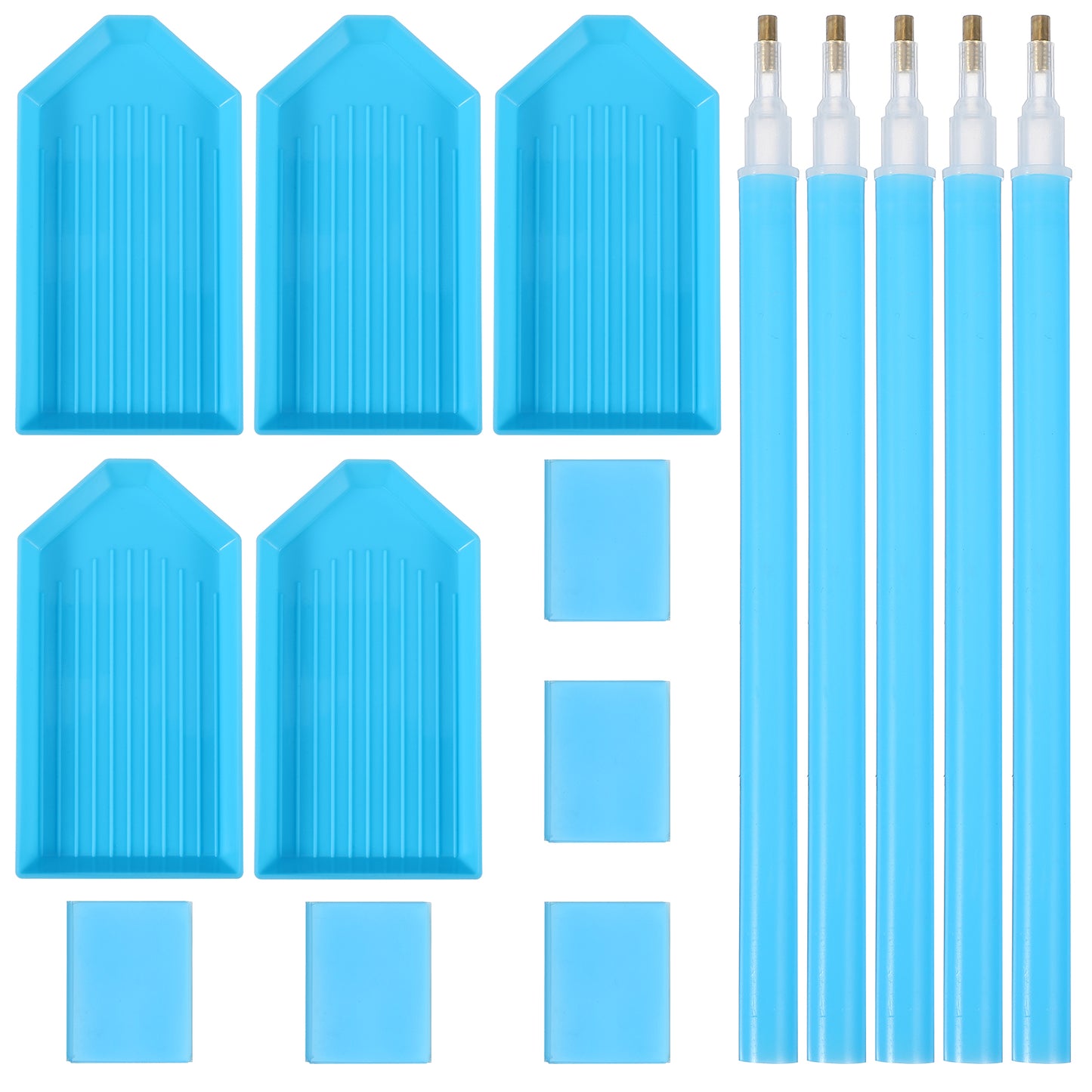Ymapinc 15Pcs Diamond Art Pens Tools with 5 Drill Pen, 5 Tray, Glue Clay, Diamond Dot Pen, Rhinestone Picker Painting Tool Kit Accessories for Kids Adults DIY Crafts, Blue
