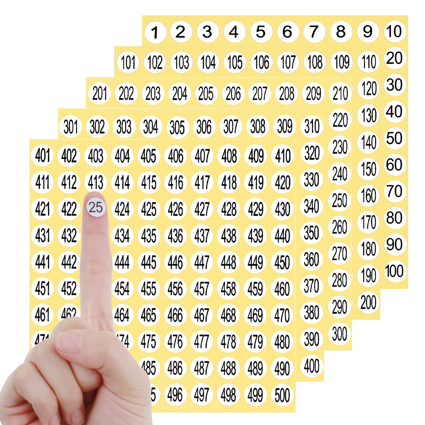 Nogeqi 7500PCS Round Small Number Stickers, 15 Sets 1 to 500 Numbered Stickers, Self Adhesive Consecutive Inventory Number Labels Sticker for Storage Organizing Boxes Bins Toolbox (75 Sheets)