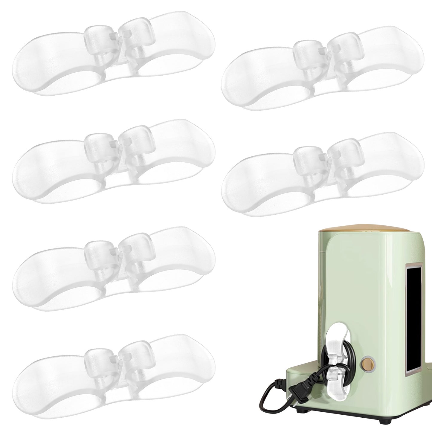 Ouligay 6PCS Clear Appliance Cord Organizer for Appliances, Kitchen Appliance Cord Wrap Stick on Cords Holder for Pressure Cooker, Coffee Maker, Air Fryer, Toaster and Blender