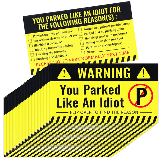Ymapinc 100pcs You Parked Like an Idiot Parking Tags Paper Bad Parking Cards Stickers Funny Parking Tickets for Car(Yellow 3.5 * 2inch/8.9x5cm)