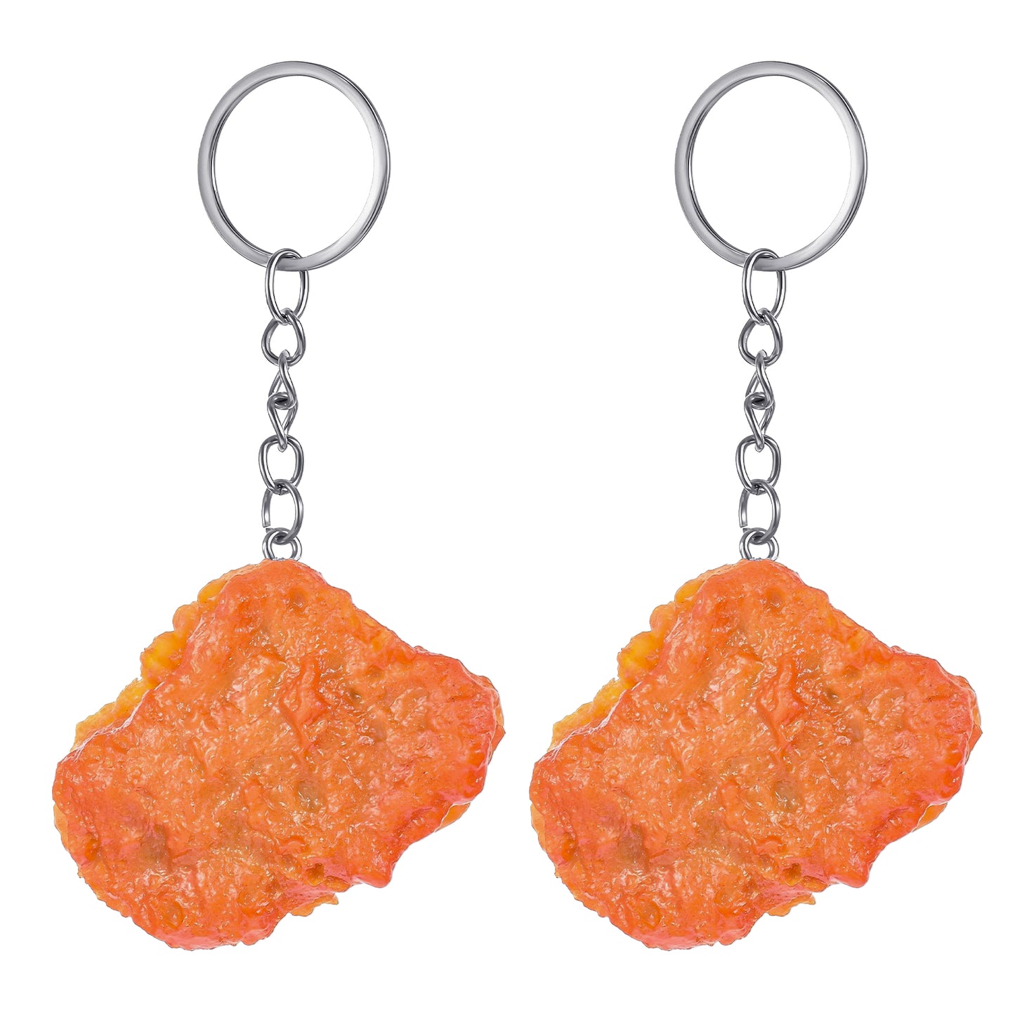 Mabor 2 Pcs Chicken Nugget Keychain, Creative Imitation Food Key Chain Funny Cute Fried Chicken Nugget Key Ring for Suitcases Handbag Purse Keys Accessories