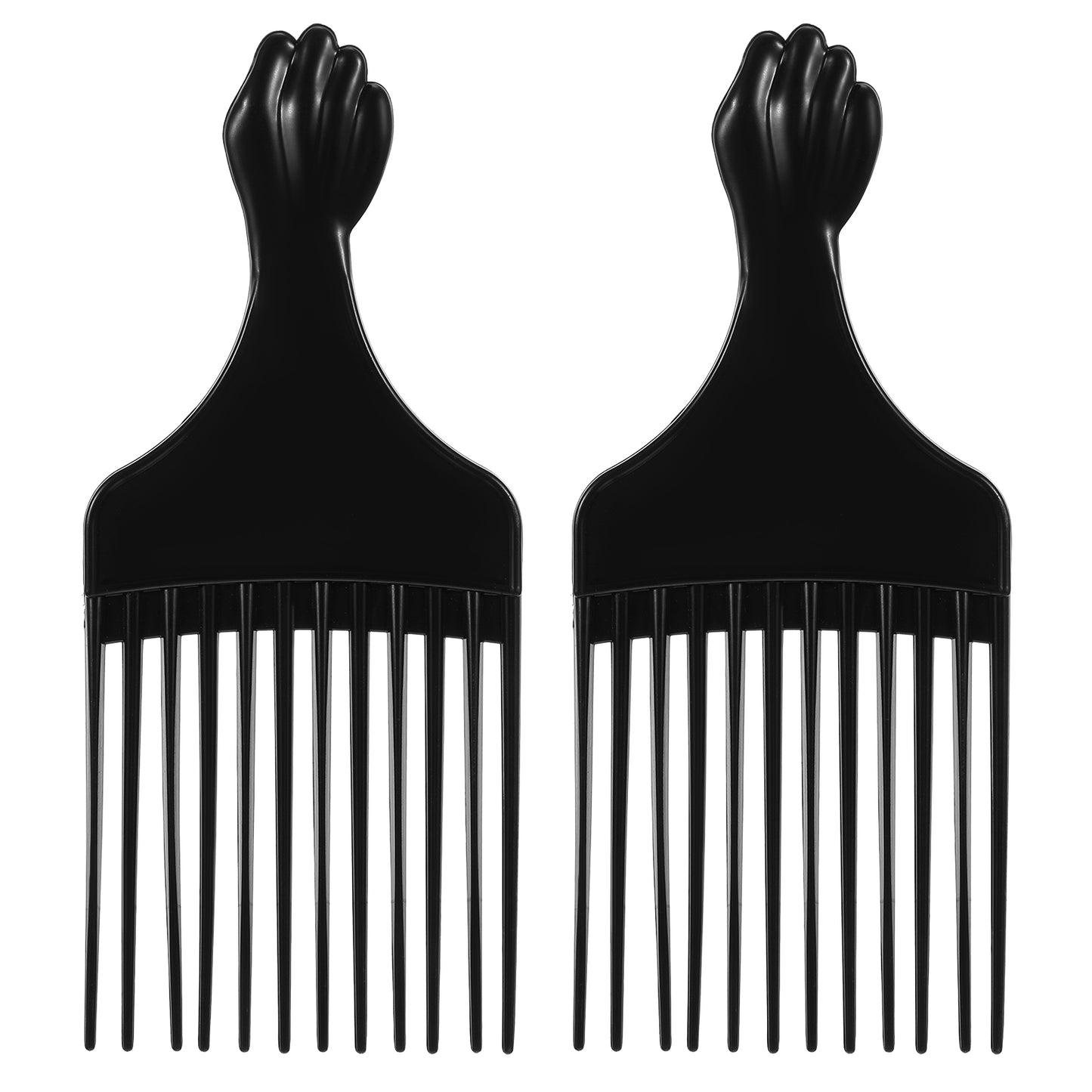 2 Pack Hair Pick Combs, Wide Tooth Afro Lifts, Black Afro Pick Lift Hair Comb Plastic Hair Pick Combs for Curly, Thick, Long Hair, Wigs, and Beards for Women and Men