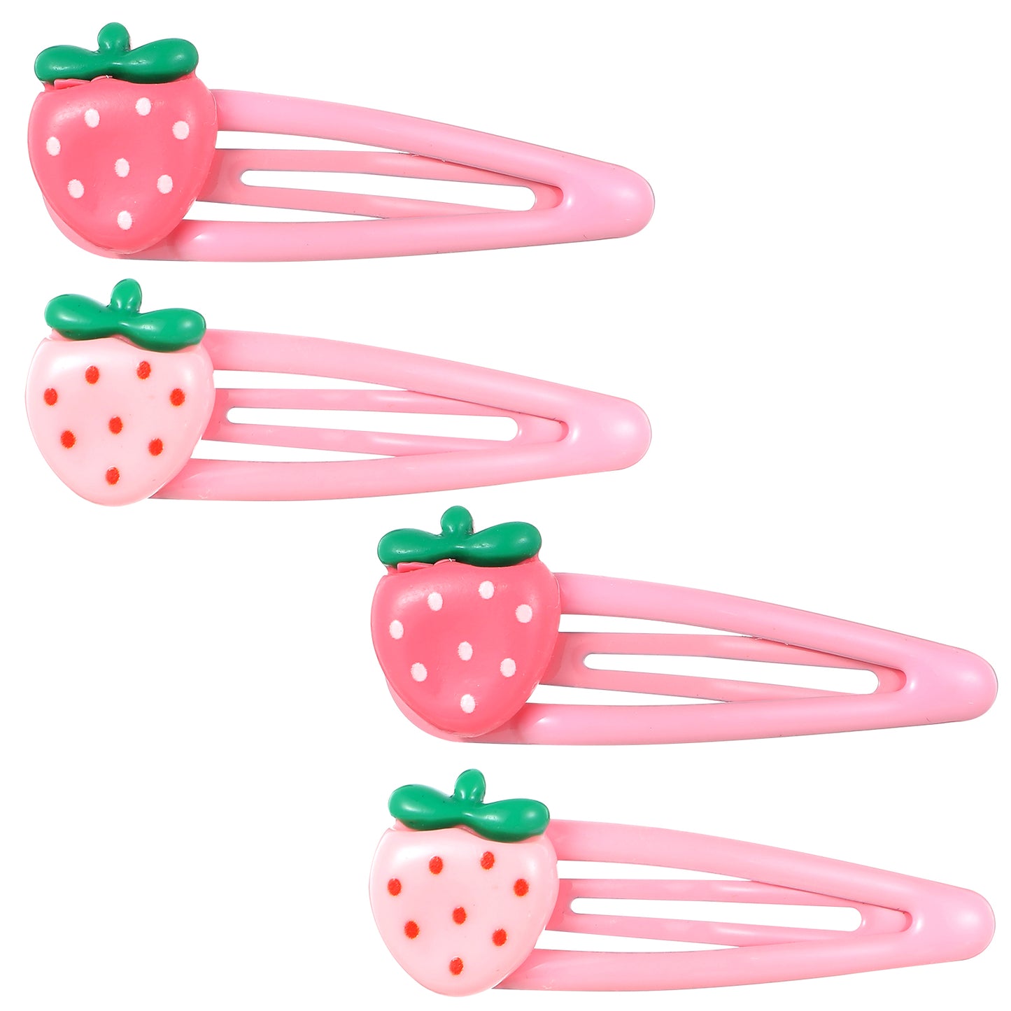 Strawberry Hair Clips, Mabor 4Pcs Pink Metal Snap Hair Clips Hair Barrettes Hair Pink Decorative Hair Clips Y2k Accessories for Girls Toddlers Kids and Teens Gifts