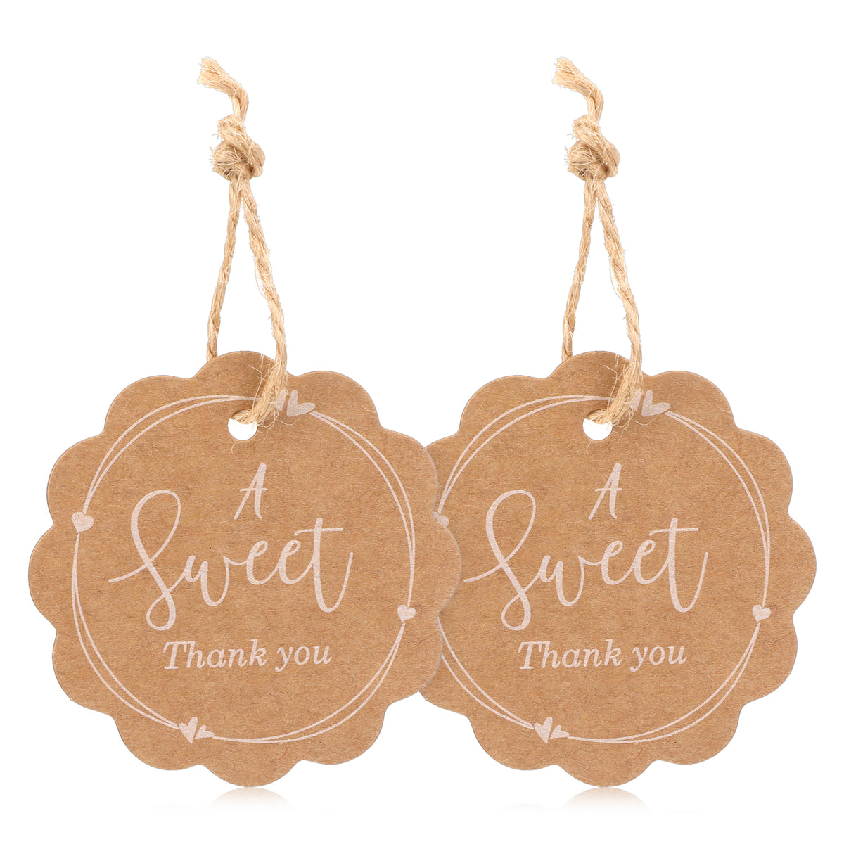 Quvvarly Gift Tags with String 100 Pcs 2.36 inch Thank You Tags
