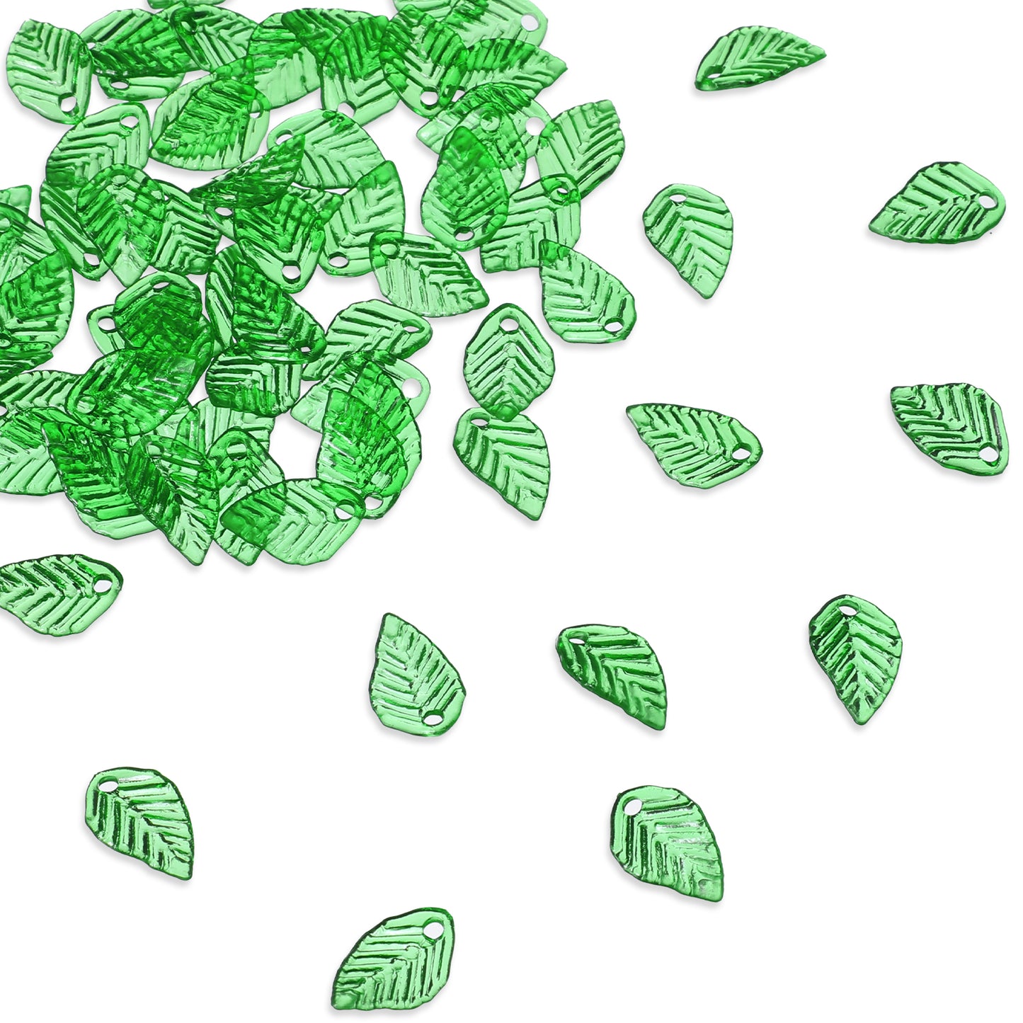 100 Pcs Green Leaf Beads for Jewelry Making Transparent Acrylic Plant Tree Leaf Charms Plastic Leaves Pendants with Hole Fit Earring Bracelet Necklace Making DIY Craft Beading Decorate Women Gifts