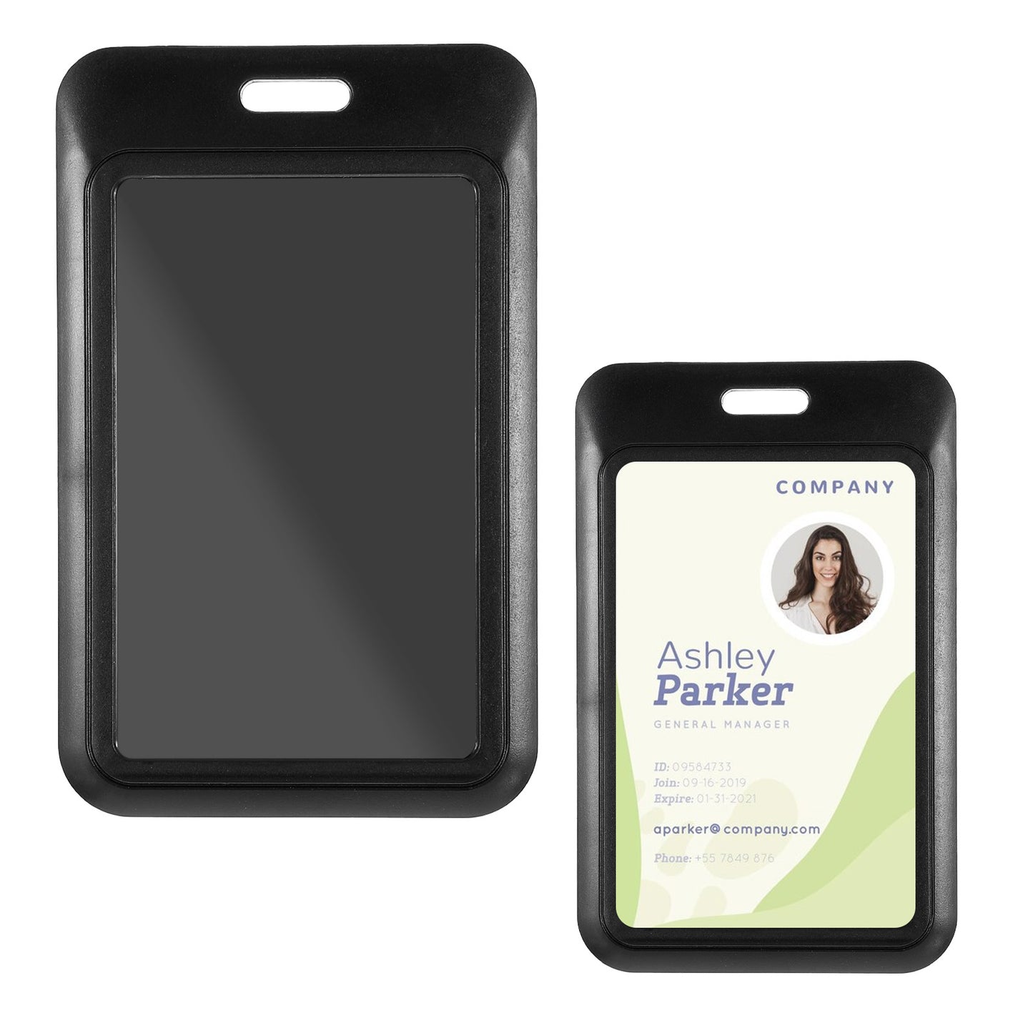 Ymapinc Sliding Vertical Badge Holders - Hard Plastic ID Badge Holder with Black Keycard for Credit Card, Work ID Case, Office Worker, School, Car Key
