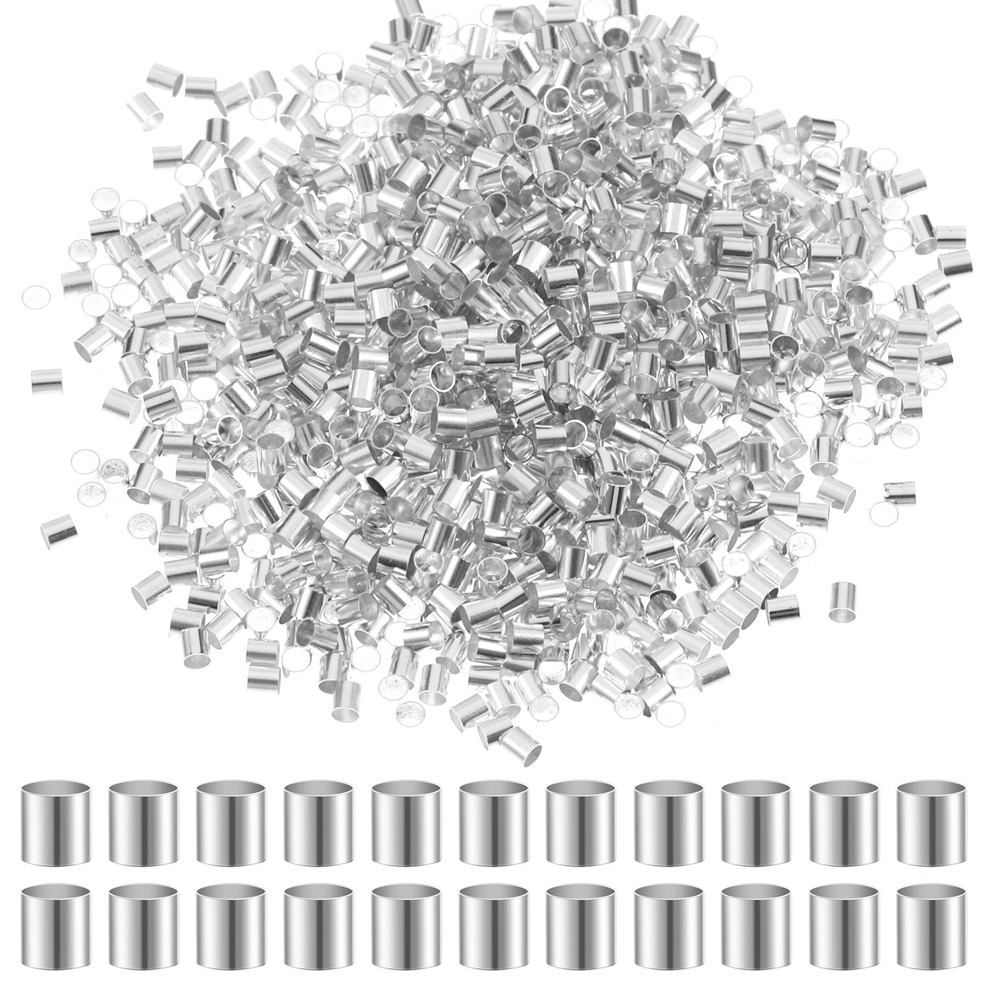Ouligay 1000PCS Tube Crimp Beads for Jewelry Making 2mm Tiny Crimping Beads
