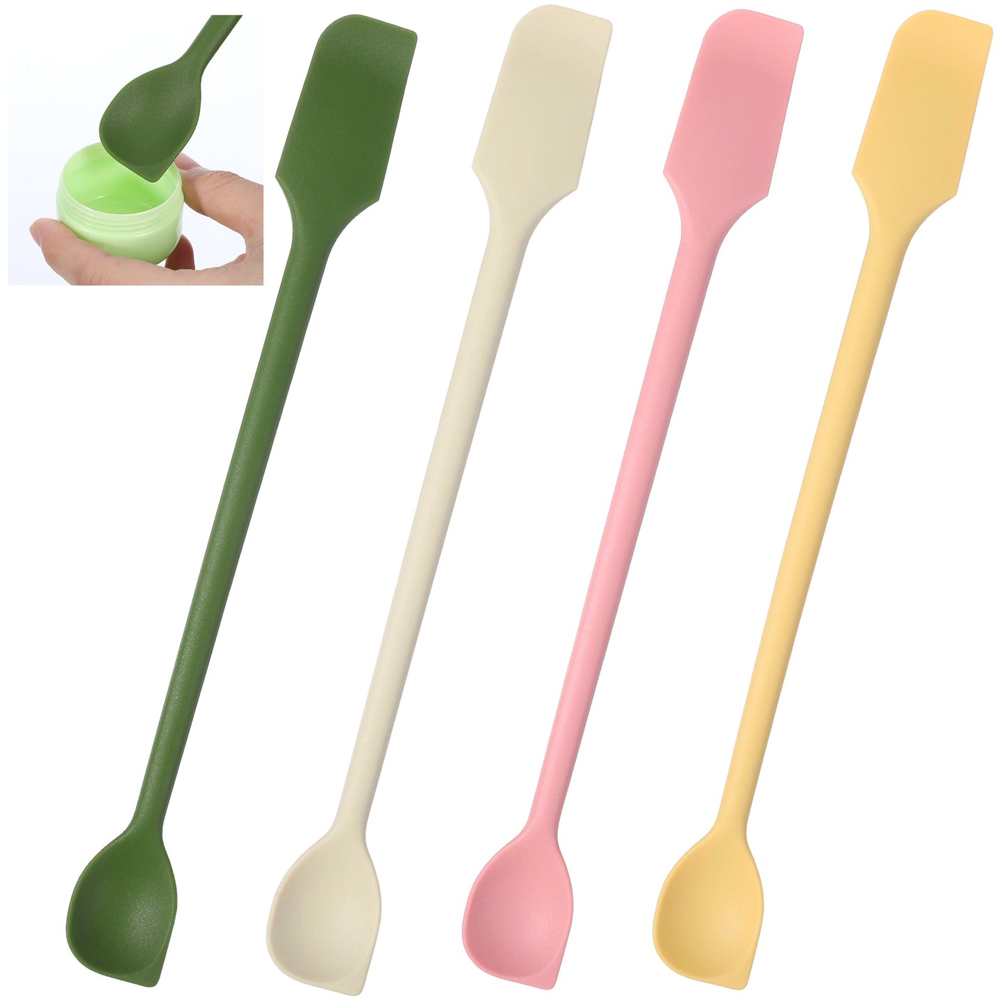 Ymapinc 4 Pcs Mini Silicone Spatulas, Makeup Spatula Set - Small Silicone Spatulas, Jar Scraper Foundation Spatula for Kitchen, Cosmetics & Jars