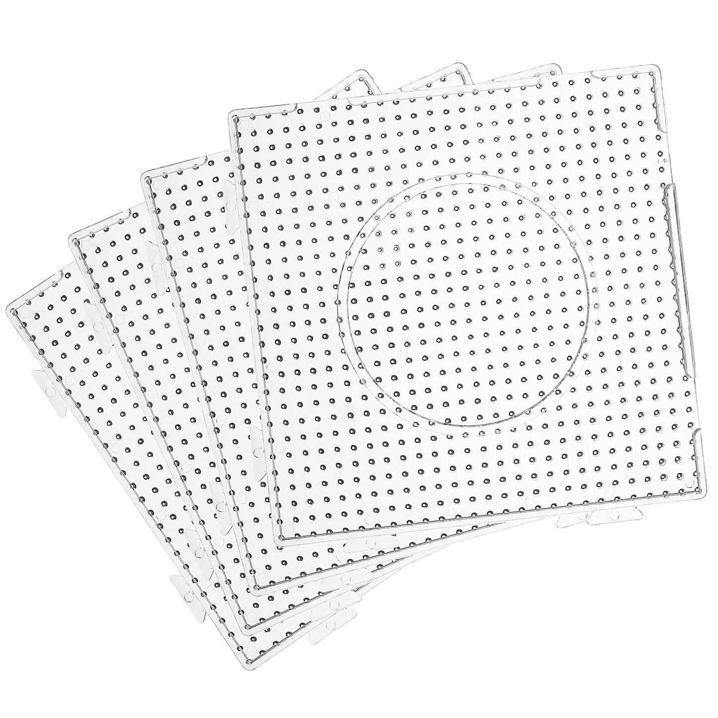 Xinjoduz 4 Pcs Fuse Beads Boards, 5mm Large Square Clear Pegboards Kits,Plastic Bead Board for Kids DIY Craft Beads, Toy Sets, Room Art Decoration, Gifts Board