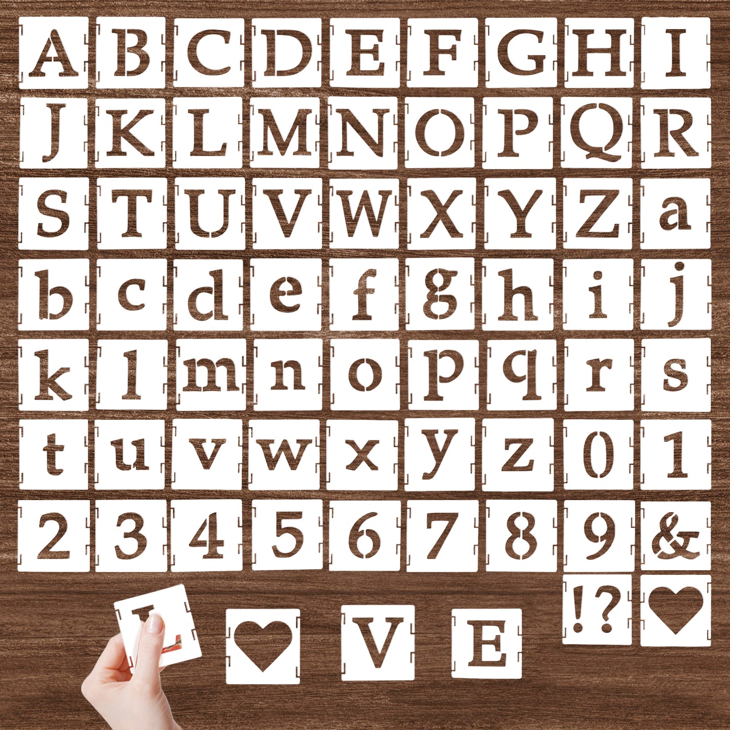 65 Pcs Alphabet Number Stencils 2 Inch Letter Stencils for Painting, Spray Paint Stencil Kit for Wood, Wall, Fabric, Rock, Signage, DIY Craft Decoration