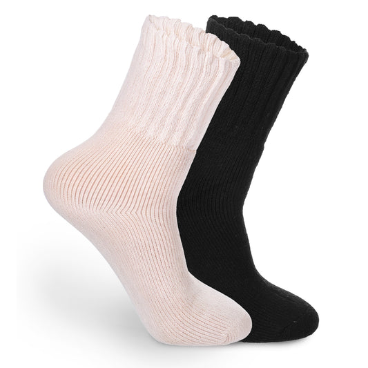 2 Pairs Boot Socks for Women - Cozy Winter Crew Socks - Thick Warm Thermal Sock for Hiking and Everyday Use