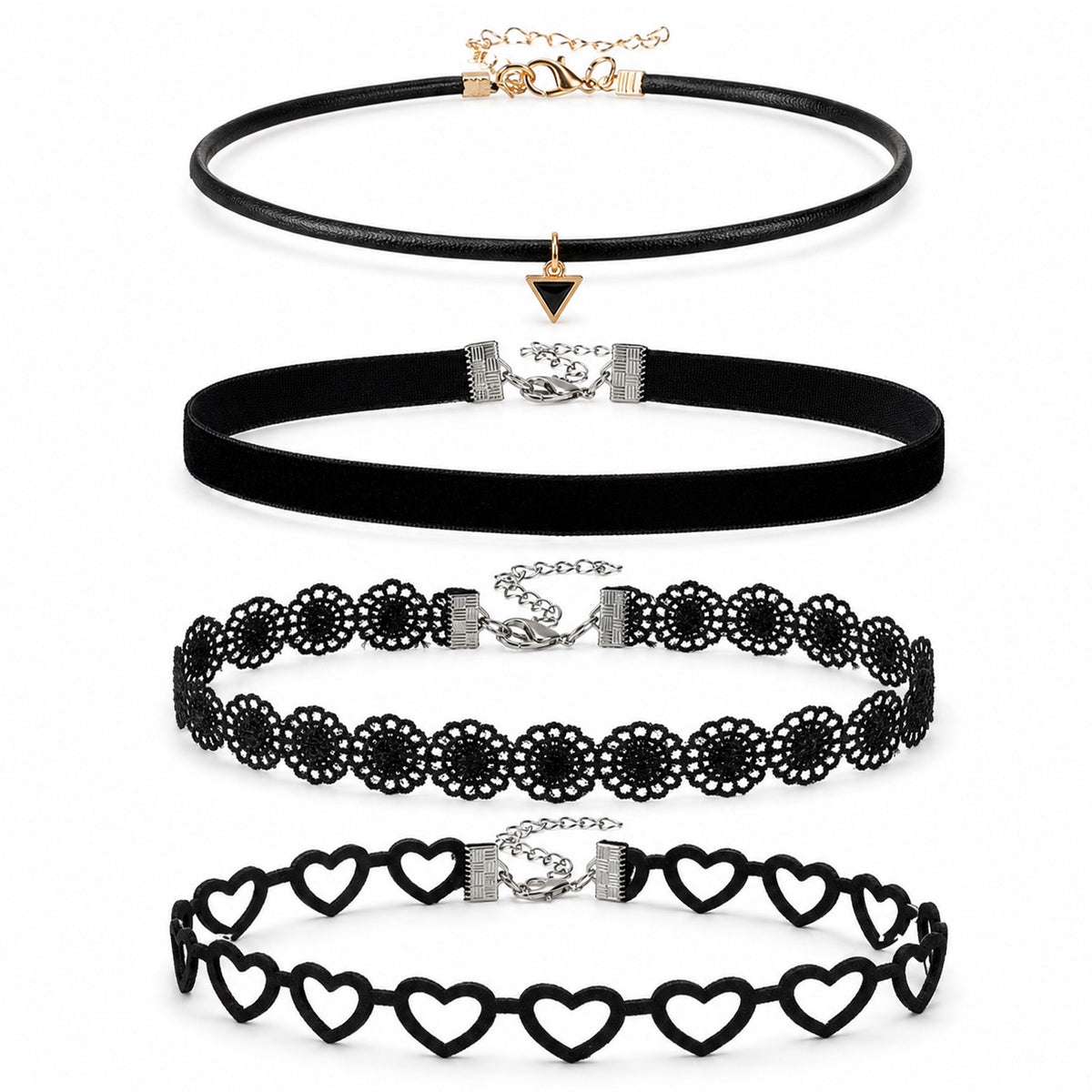 RAHHLIZS 4pcs Black Choker Necklaces for Women Lace Chokers