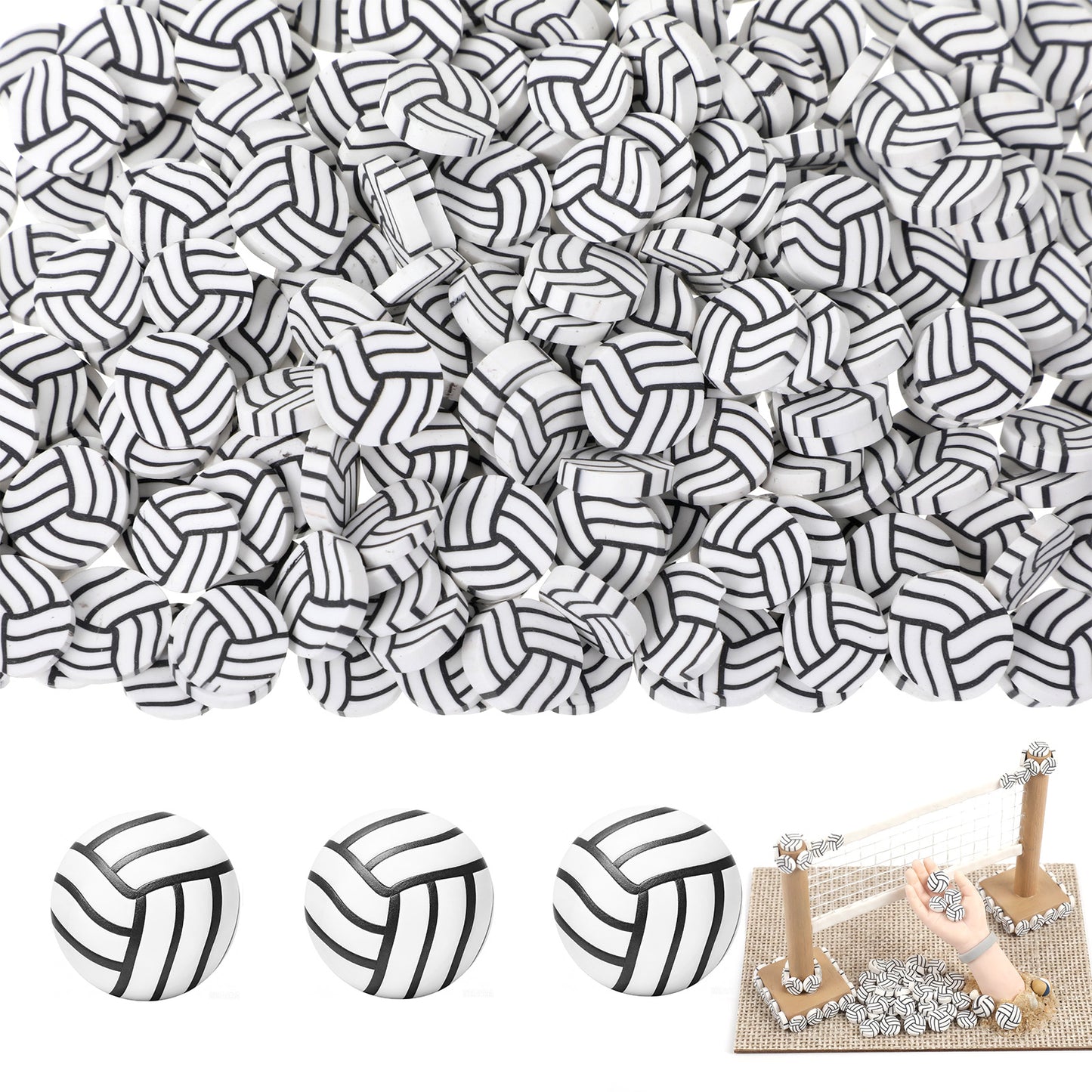RAHHLIZS 250pcs Volleyball Beads, Soft Clay Sport Decor Balls