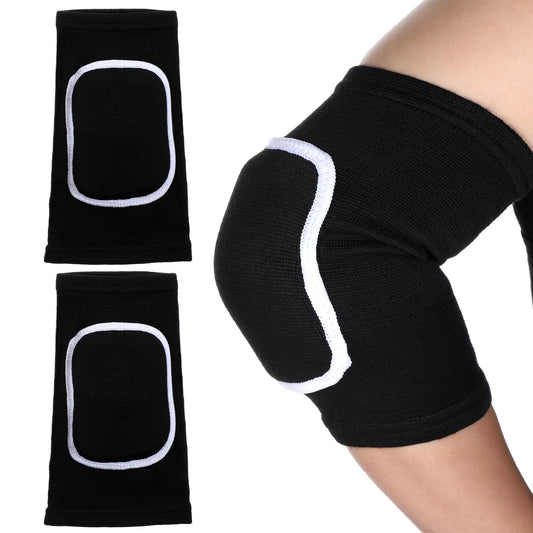 Xinjoduz One Pair of Compression Elbow Pads, Arm Support Elbow Sleeves, Knee Protectors, Fitness Braces Suitable for Football, Volleyball, Basketball Sports(Black, White Edges)