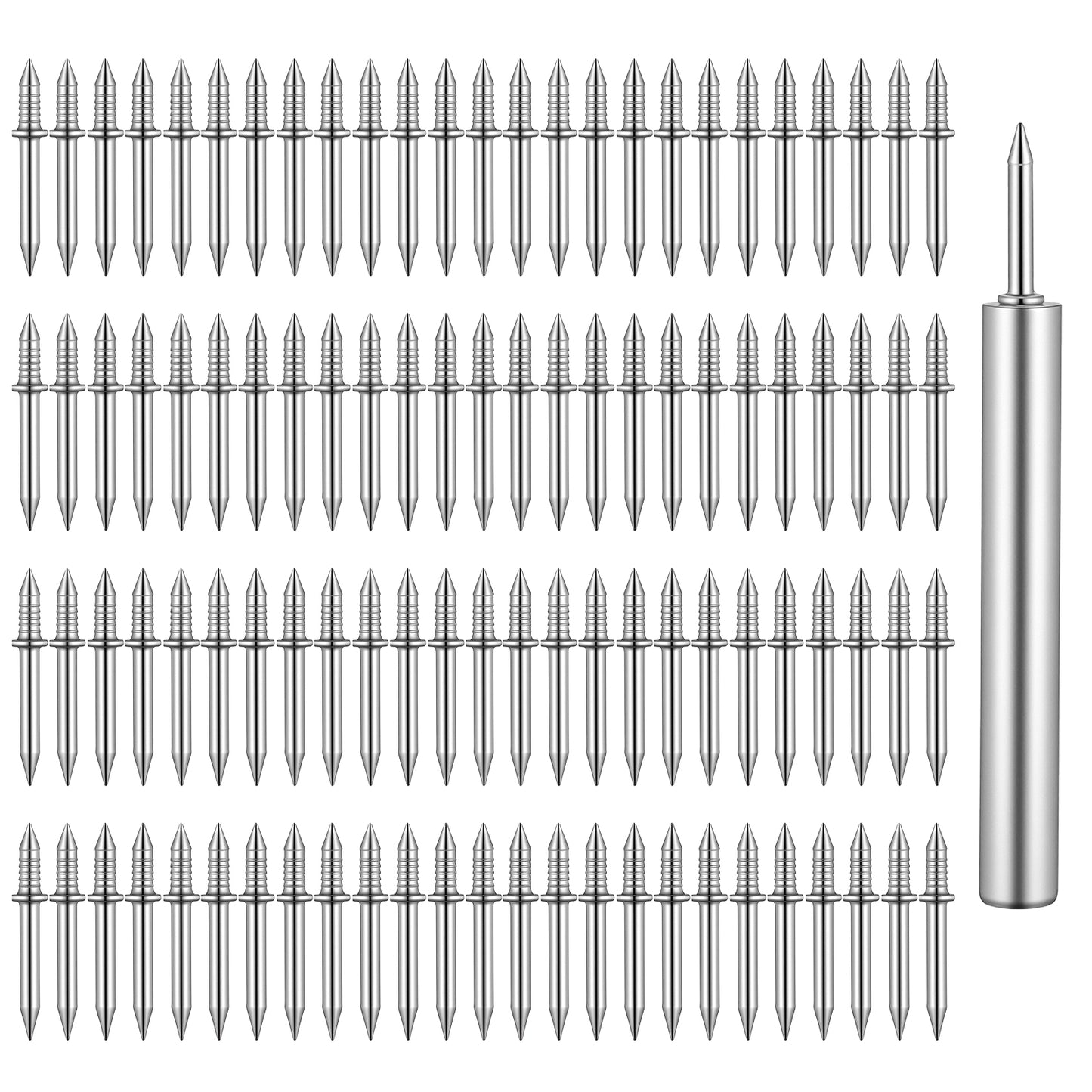 100 Pcs Double-Head Skirting Thread Seamless Nail Invisible Fasteners Hardware Nails No Mark No Hole Fasteners Nails With Sleeve Tool Skirting Line Without Marks Nail For Solid Wood Trim & Baseboards