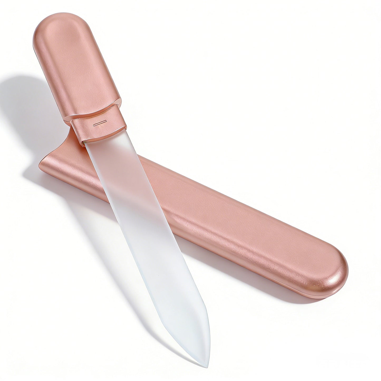 Glass Nail Files for Natural Nail Professional Crystal Fingernail Files Crystal Nails File Women Reusable Sandblasted Fingernail Buffers for Shape Smooth Finish (Rose Gold)
