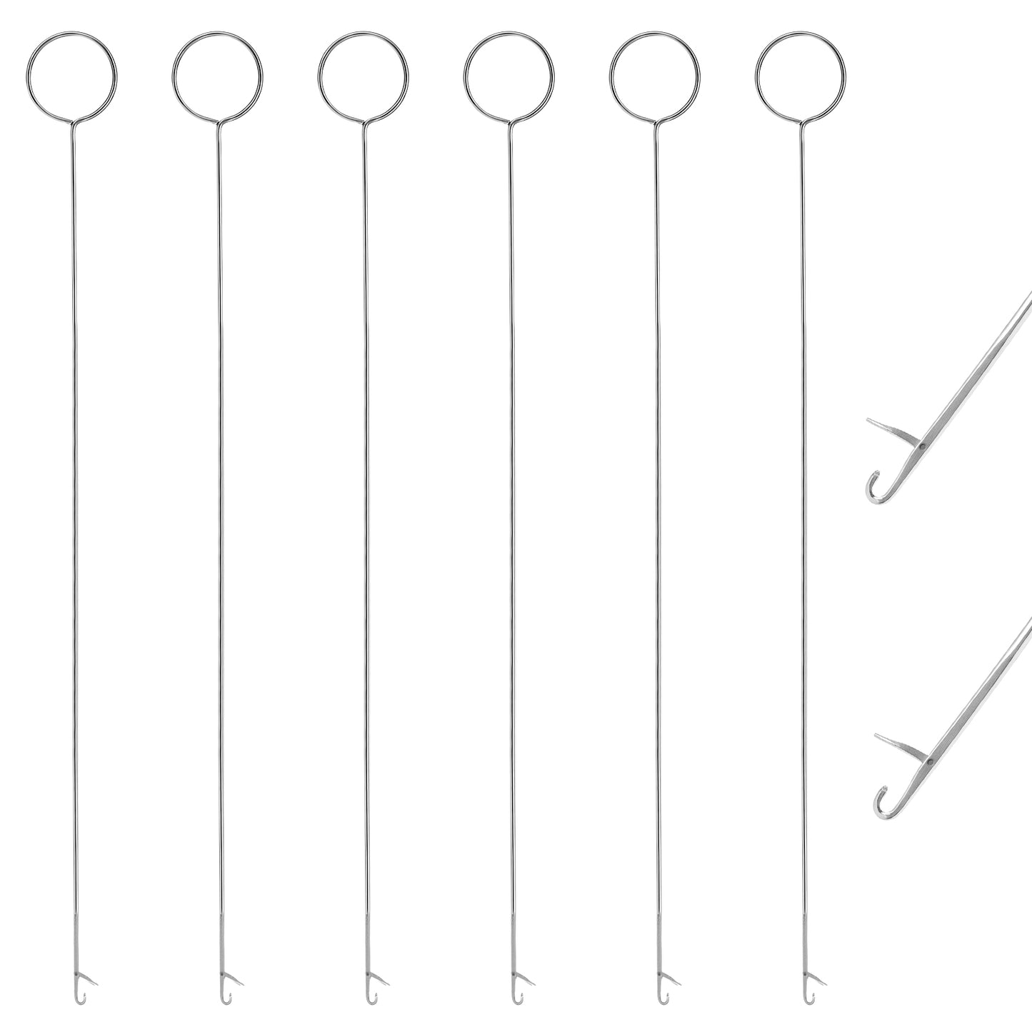 6 Pcs Loop Turner Sewing Tool Latch Hook Tool Snag Repair Tools Crochet Sewing Concepts Knot Grippers for Silicone Beads Drawstring Threader Tongue Crochet for Fabric Strips Tube Straps(27cm)