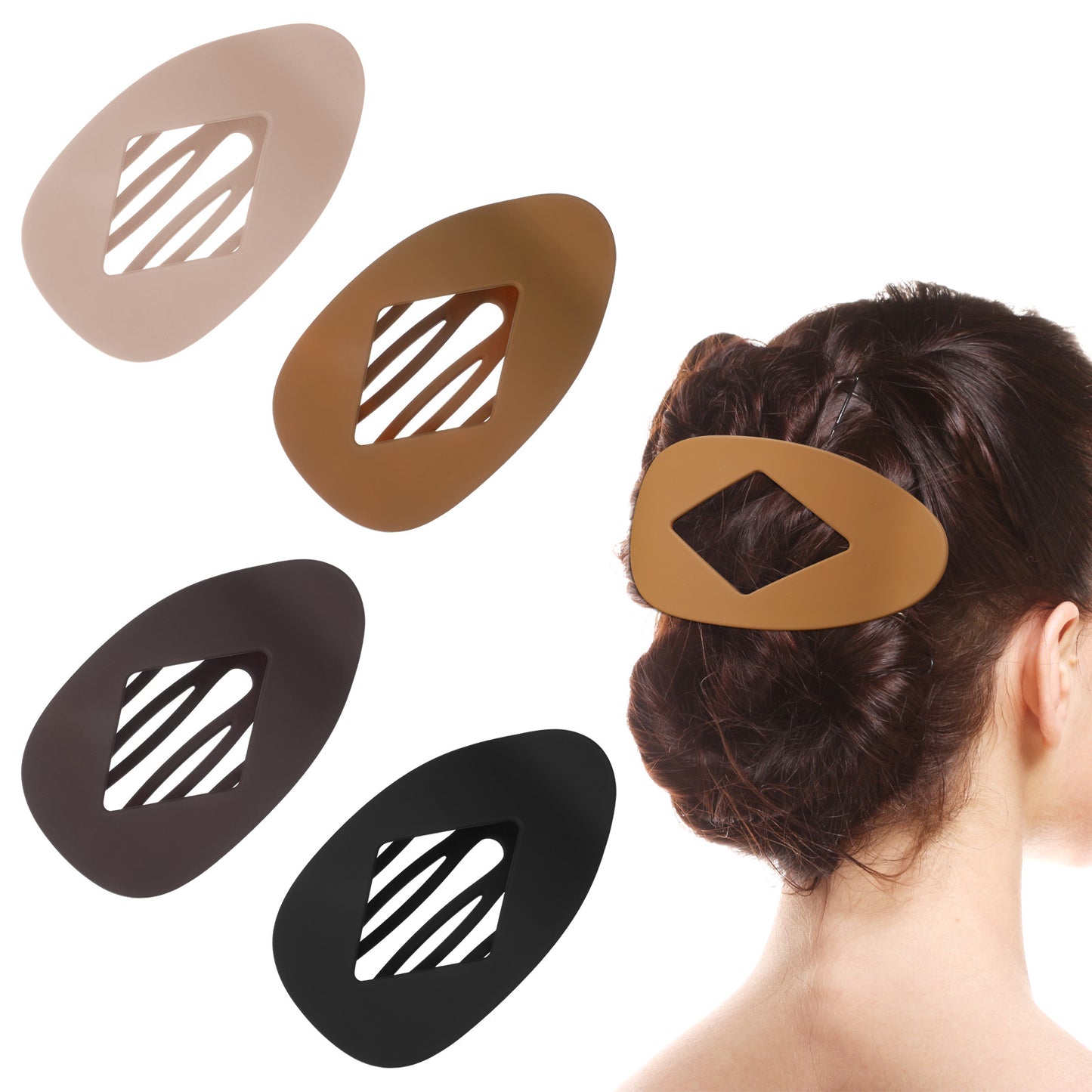 Duckbill Hair Clips, Mabor 4Pcs Minimalist Flat Clips for Hair No Crease, Strong No-Slip Grip Simple Elegant French Styling Accessories for Women