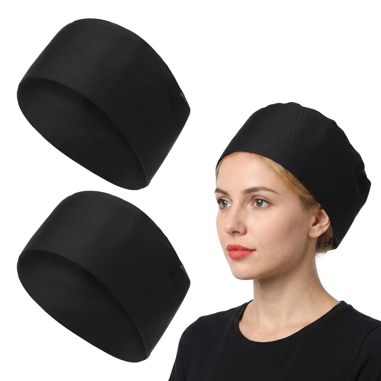 RAHHLIZS Unisex Chef Hats for Men Adjustable Sushi Beanie Chef Mesh Top Baking Caps with Kitchen Cooking Food Cap Black