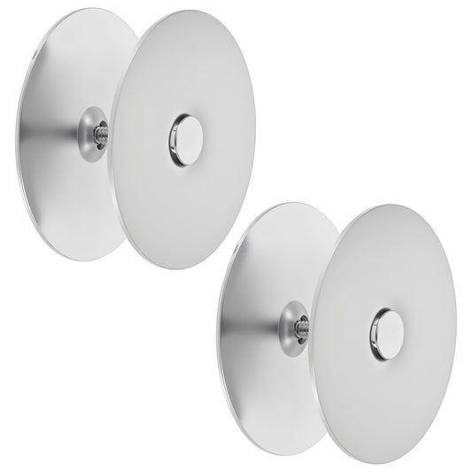 2 Pack Knob Hole Cover Plate, 2-5/8" Diameter Round Deadbolt Cover Plate, Carbon Steel Door Knob Hole Filler, Hole Filler Plate for Door Handle (Silver)