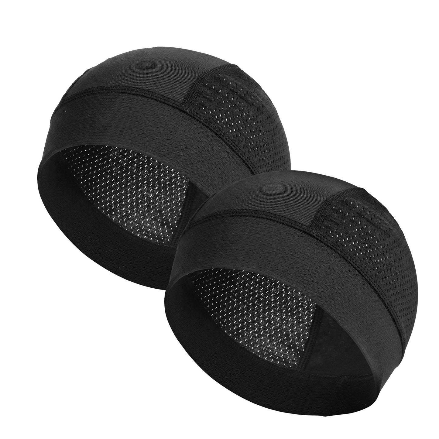 Xinjoduz 2 Pack Cooling Skull Caps for Men Women Helmet Liner Soft Breathable Summer Quick Dry Sweat Beanie Running Cycling Hat Stocking Head Caps for Men Lightweight Black (25×16 cm)