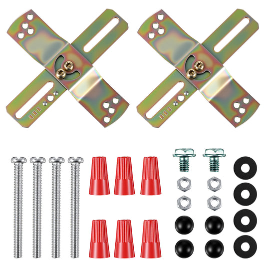 2 Pack Light Fixture Mounting Bracket Kit Adjustable Lights Mount Brackets for 4" J-Box, Lamp Crossbar Plates Set with Screw and Nuts for Wall Lights, Close to Ceiling Light, Chandelier, Pendant