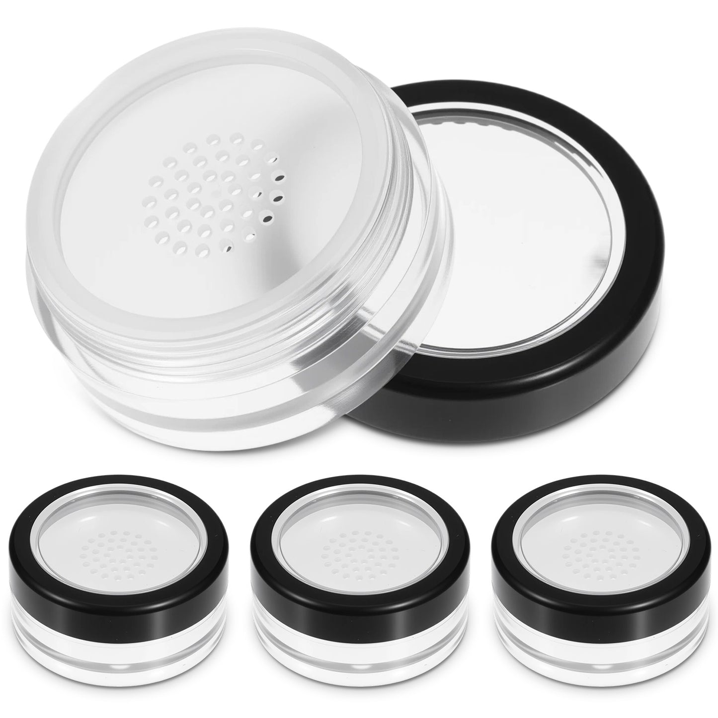 Mabor 4Pcs 10ml Loose Powder Containers for Women Girls Refillable Empty Makeup Powder Container Reusable No Leak Compact with Rotatable Sifter, Travel Sized