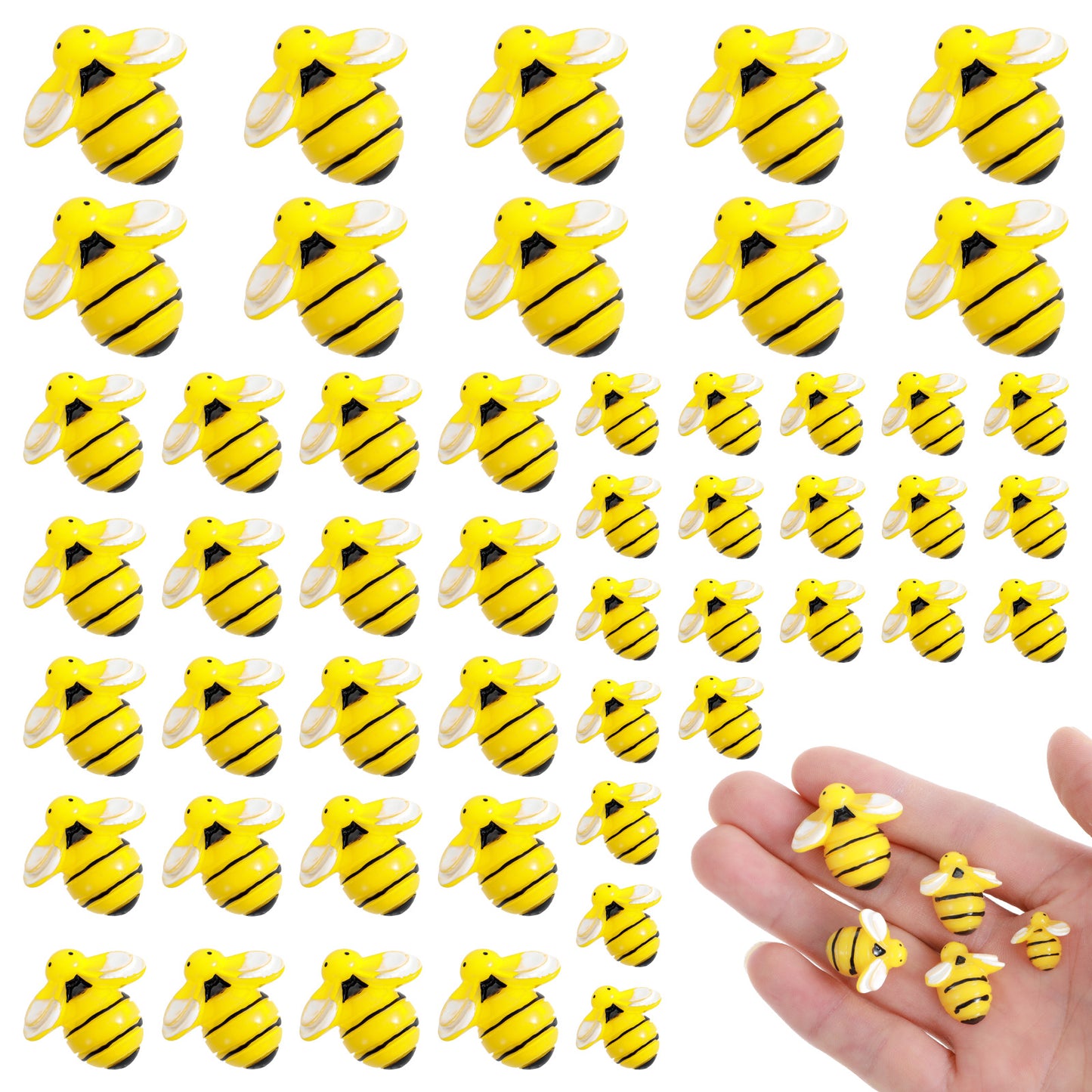 50 Pcs Tiny Resin Bees for Crafts Small Plastic Flatback Bumble Bee Decor Embellishments for DIY Wreath Bees Decoration for Art Crafts Birthday Party Scrapbooking Table Decoration