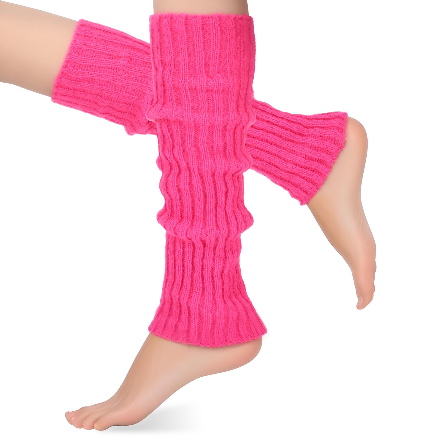 Xinjoduz 1 Pair Women's Leg Warmers, Hot Pink Leg Warmers 80s Retro Fashion Knit Neon Accessories for Women Girls Neon Outfit Long Socks for Party Dance Sports Yoga Running Hiking Cosplay