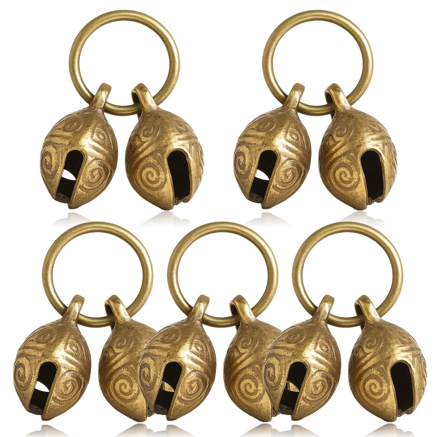 Sorcristy 5PCS Copper Dog Bells for Pet Tracking, Extra Loud Dog Training Bell with Quick Clip, Pet Bells for Dogs, Puppy Collar with Ring, Doggy Collar Rings for Small Doggy