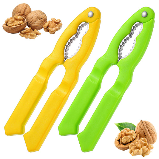 Ymapinc 2 Packs Nutcracker for Nuts, Walnut Pecan Cracker Tool for All Nuts Handy Nut Sheller for Almonds Hazelnuts Crab Leg Lobster Seafood Shellers(Yellow + Green, Plastic + Zinc Alloy)