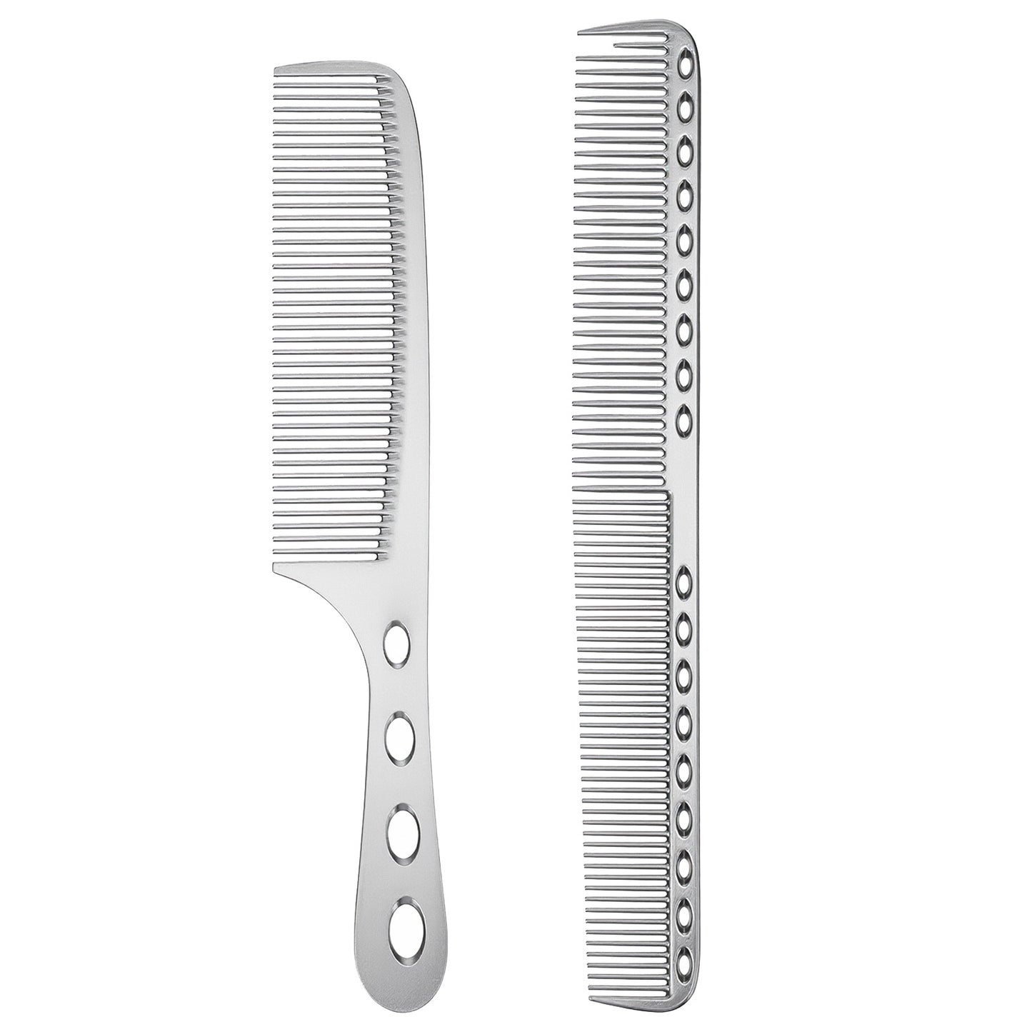 Ouligay 2 PCS Metal Fine Tooth Comb Aluminum Hair Combs Unbreakable Teeth Design, Professional Barber Comb Set, Anti Static Hair Combs for Men Women