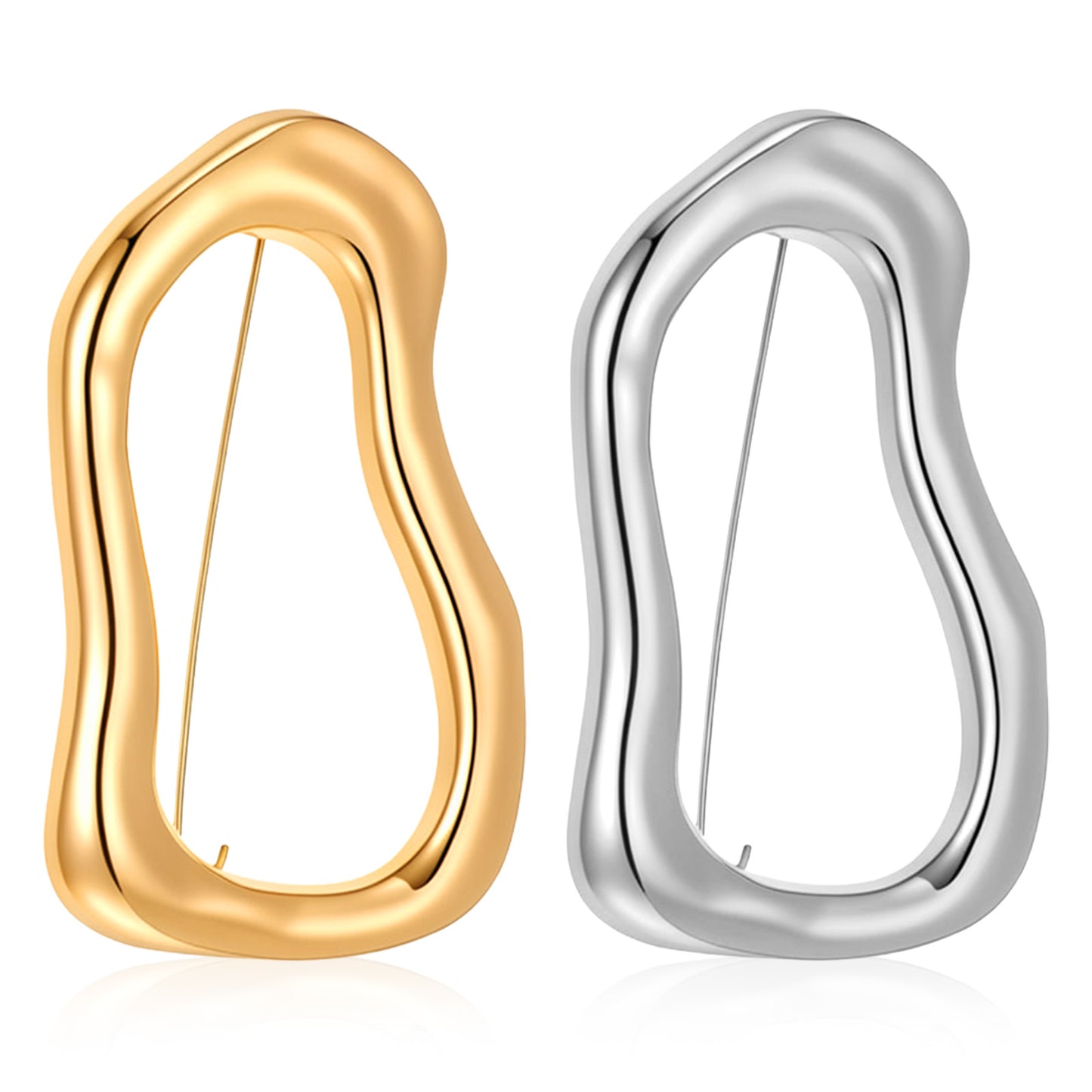 Sorcristy 2-Pack Irregular Geometric Brooch Brooches Pins Gold And Silver