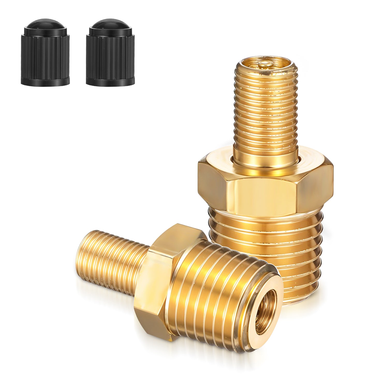 Teaaha 2 PCS Brass Air Inflator Adapter, 1/4" NPT Male to Standard Schrader Valve, Valve Connector for Compressor, Portable Air Hose, Tire Inflator, Bags Spring Suspension