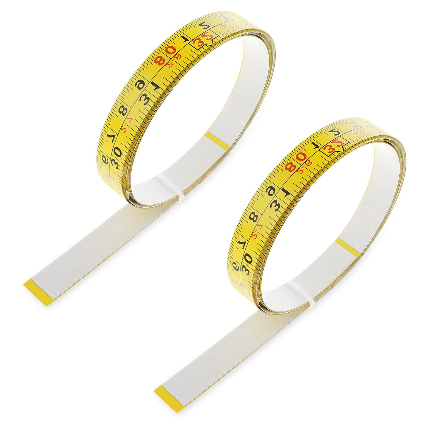 Nogeqi 2 Pack 39 Inches Metal Double Scale Adhesive Tape Measure Self-Adhesive Ruler Tape Left to Right Sticky Measuring Tapes with Adhesive Backing for Woodworking Saw Drafting Table (Yellow)