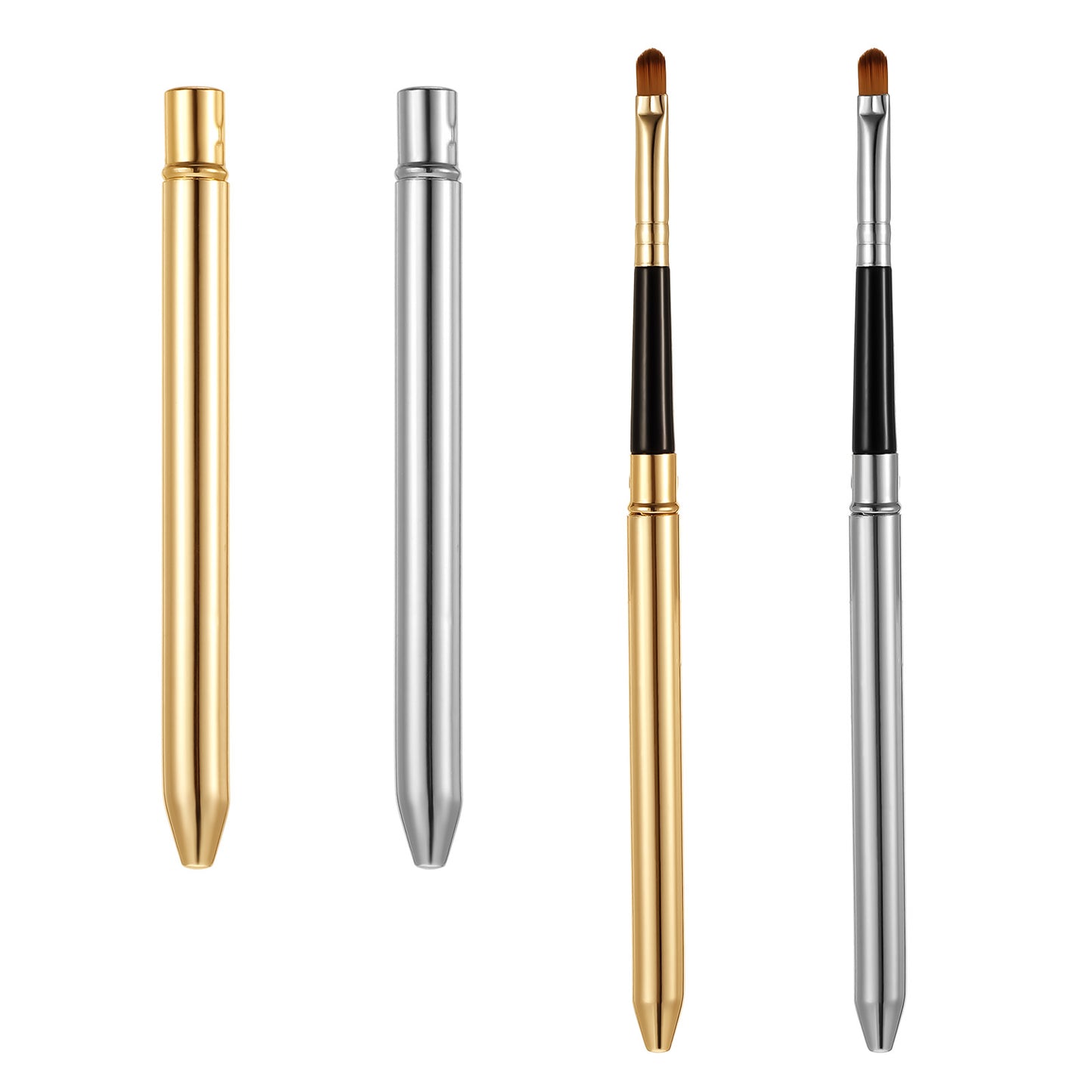 Sorcristy 2 Pcs Lip Brush for Lipstick, Retractable Lip Brush with Cap Portable Makeup Brushes Applicator Cosmetic Tool Kits for Travel Women Gift Gold Silver