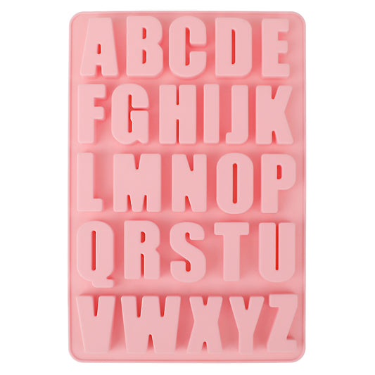 Ymapinc Silicone Alphabet Molds, 26 Cavities Letter Silicone Molds for Crayon, Resin, Chocolate, Candy, Wax, Cake Baking Decor, Easy to Release and Clean, BPA Free, Pink, 10.67x7.13x0.49 inches