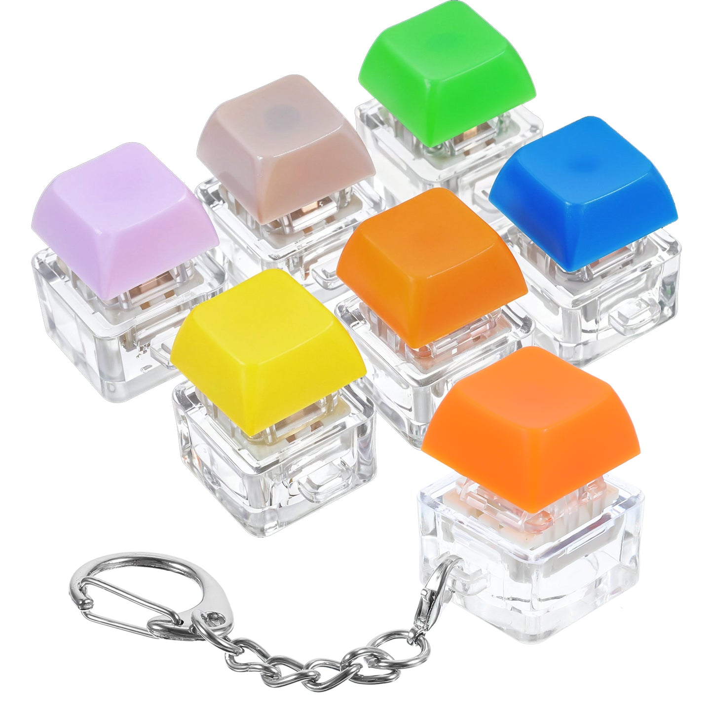 Mabor 6Pcs Fidget Keyboard Clicker, Keyboard Fidget Keychain Decompression Button Keychain Stress Relief Gifts for Adult to Relief Stress Pass Time