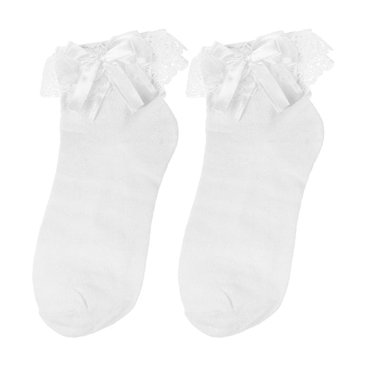 Tyqour White Ruffle Frilly Socks Women, Lace Socks for Women Ankle Ruffle, 1 Pair Lolita Vintage Style, Soft Polyester, Comfortable and Breathable, Perfect for All Seasons