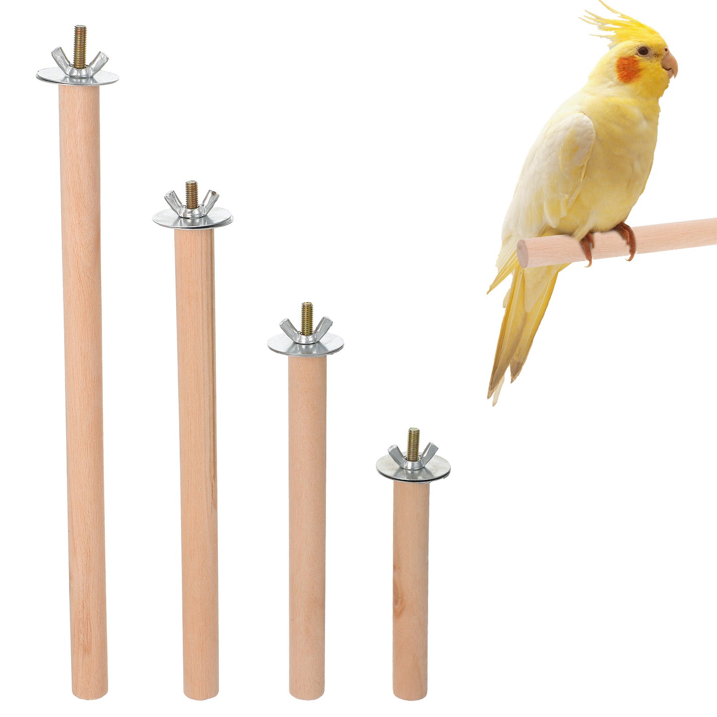 RANHHLIZS 4PCS Parrot Perch Bird Stand Perches for Cage Wooden Parrots Pole Wood Stick for Birds Cockatiel Parakeets Parrot Solid Wood Perch (3.94''+5.91''+7.87''+9.84'')