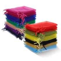 Mabor 120Pcs Organza Bag, 4.9''x3.9'' Muticolor Small Sachet Jewelry Gift Favor Bags Drawstring Mesh Bags Wedding Party Candy Fruit Wrap
