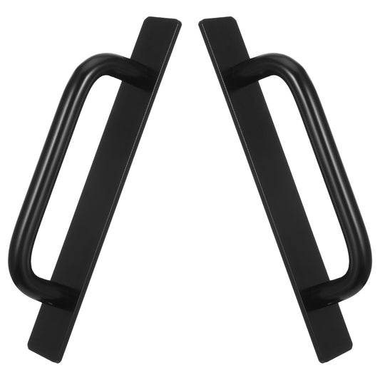 2 Pack Barn Door Handle Black 5.7" Long Premium Heavy Duty Rustic Aluminum Alloy Barn Door Pull Handles, Gate Handle with Plate for Sliding Garage Shed Closet Drawer, Indoor/Outdoor(2,Punch Free)