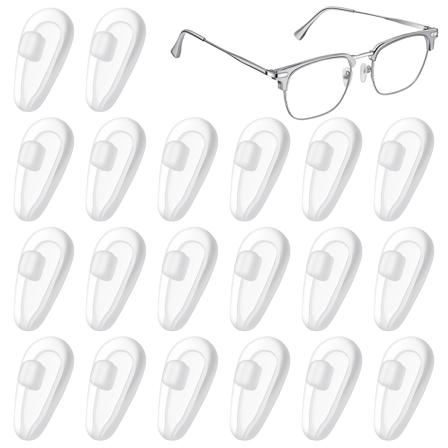 Nogeqi 10 Pairs Eyeglass Nose Pads Non Slip, Screw-in Glasses Nose Pad Replacement, Soft Silicone Noses Piece for Eyeglasses, Most Glasses & Sunglasses, Anti-Slip & Easy Install